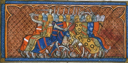 Image showing battle of Bouvines, from BL Royal MS 16 G VI f.379