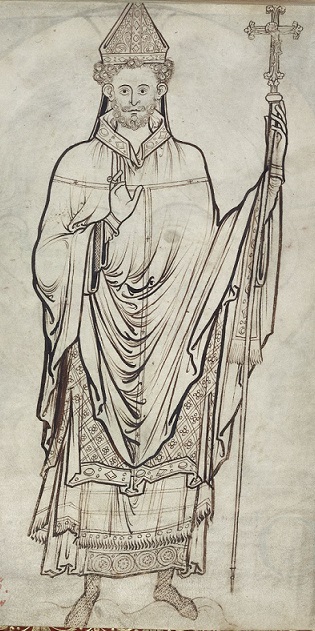 An archbishop, BL Royal MS 2 A XXII f.221 